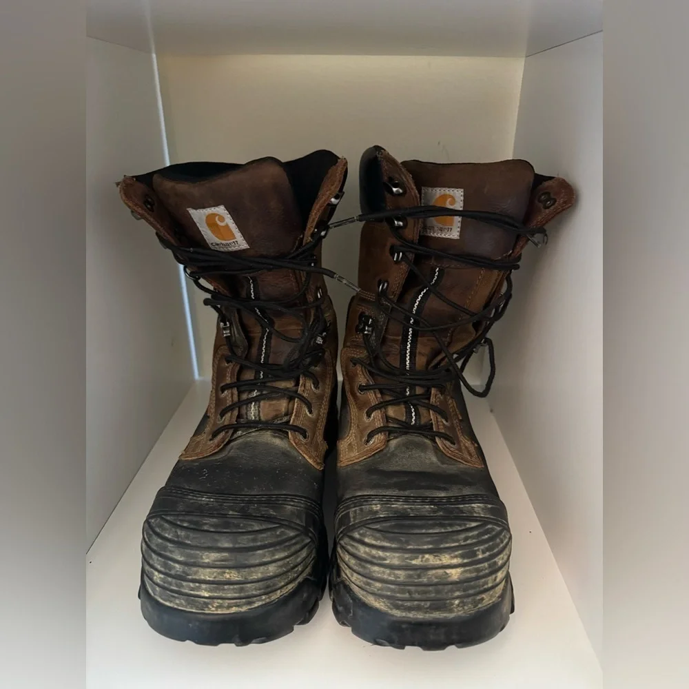 Carhartt work boot size 9 brown black 10” inch composite toe waterproof